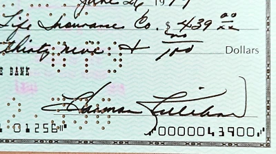 Harmon Killebrew  HOF Signed Canceled 1979  Check  AUTO - Image 1 of 3