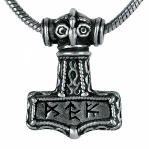 Bindrune Hammer Pendant Necklace, Thor, Warrior, Viking Runes, Alchemy England - Picture 1 of 5