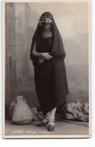 Fine Studio Portrait of Veiled Woman Bride? Egypt Hands~RPPC Photo Postcard -N6 - Picture 1 of 4