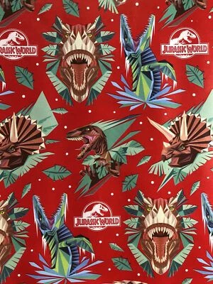 JURASSIC WORLD PARK DINOSAURS GIFT WRAP WRAPPING PAPER FOLDED FLAT 40 SQ. FT. - Image 1 of 4