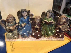 👼🏻 Celestial ☀️ Bebé Ángeles Querubines Estatua Coro Cantor Navidad Iluminado - Imagen 1 de 12