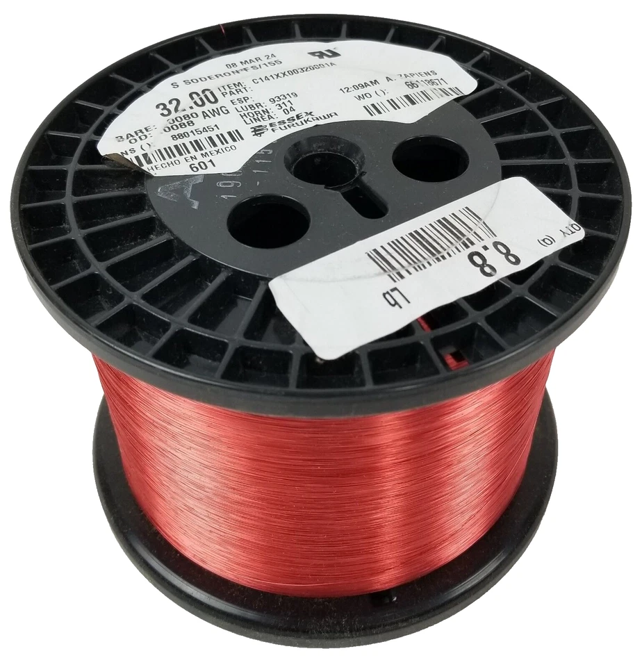 Essex Magnet Wire C141XX00320001A Red 32AWG Soderon FS/155 8.8lbs NEW - Image 1 of 4