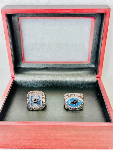 2 PCS Carolina Panthers NFC Championship Ring W Box, US SHIP 2003/15 Cover