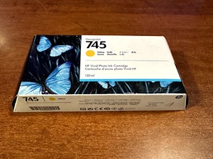NOWY ZAPIECZĘTOWANY ORYGINALNY ŻÓŁTY ATRAMENT HP 745 130ML HP F9J96A z2600 z5600 2022 DARMOWA WYSYŁKA - Zdjęcie 1 z 2