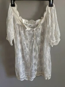 Cato Lace Off the Shoulder Short Sleeve Boho Blouse Top Size Small Shirt - Picture 1 of 4