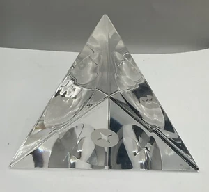 VAL SAINT LAMBERT CRYSTAL TRIANGLE SCULPTURE - Picture 1 of 5