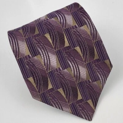 Corbata de seda John W Nordstrom púrpura marrón gris geométrica para hombre Italia 60 x 3,5 Foto 1 de 4