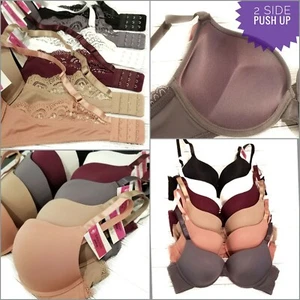 Add 2 Cup Sizes Extreme Ultimate Padded Lace Trim 2 or 3 Hook U Back Push Up Bra - Picture 1 of 33
