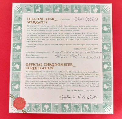 Certificado de garantía ROLEX 1979 5 millones serie 70 garantía vintage años 70 Foto 1 de 4