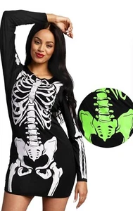 Dress Size XL New Spooktacular Creations Skeleton Women Glow In Dark Halloween - Picture 1 of 6