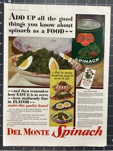 Anuncio impreso vintage 1930 DEL MONTE espinacas años 30 - Imagen 1 de 1