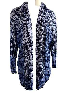 Cárdigan suéter Nic & Zoe para mujer 1X azul frente abierto cárdigan Foto 1 de 4