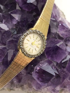 Reloj Damas Vintage Tono Dorado Cuarzo Elgin Diamantes Genuinos Batería Nueva - Imagen 1 de 6