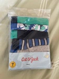 Cat & Jack Boys Multi-Color Dinosaur Print / Stripe / Solid Briefs 7-Pack - Picture 1 of 7
