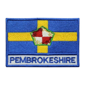 Pembrokeshire County Flag Iron/Sew on Embroidered Patch for Shirts - Picture 1 of 2