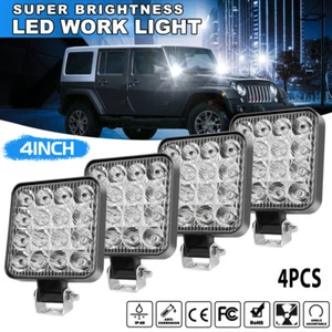 4Pcs Square LED Work Light Pods Spot Fog Light For Tractor Truck OffRoad SUV 12V - Picture 1 of 9