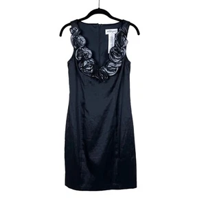 Betsy & Adam Dress Size 4 Black Floral Sleeveless Sheath Pencil Party Formal - Picture 1 of 5
