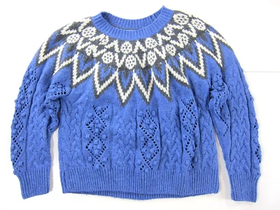 Suéter Lucky Brand Nordic Fair Isle Algodón Azul Gris Argyle Acogedor Suéter XL Foto 1 de 4