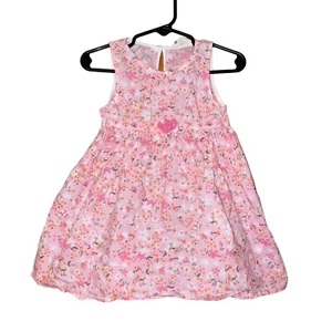 H&M Pink Floral Sleeveless Toddler Dress With Bow Detail Made Of 100% Cotton - Picture 1 of 6