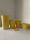 Vtg Tupperware Cannisters Set Of 4 With Extra Low Profile Canister Container