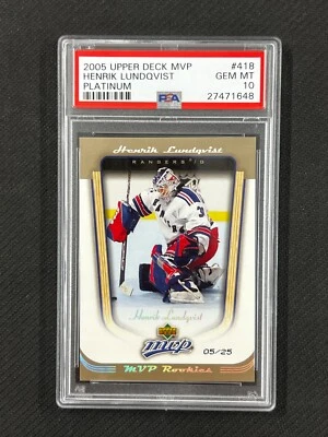 PSA 10 2005-06 UD MVP #418 Henrik Lundqvist Rookie Platinum /25 Rangers POP 2!! - Imagem 1 de 2