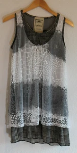 Vintage Concept womens plaid tank with lace overlay long tunic lightweight Sz M - Picture 1 of 5