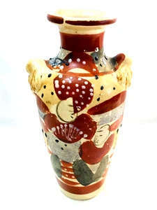 Antico Vaso Villaggio Samurai Giapponese Terra Rosso Giallo Verde con Impasto - Foto 1 di 7