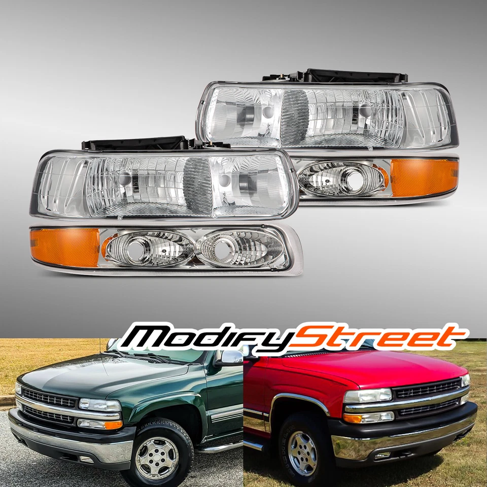 Par de faros cromados de repuesto para Chevy Silverado Suburban 1999-2002 Foto 1 de 4