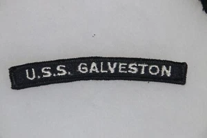ORIGINAL US NAVY UNIFORN SHOULDER TITLE TAB USS GALVERSTON MERROWED EDGE - Picture 1 of 1