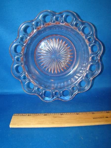 Rosa Vertiefung Glas Schüssel 6 3/8" Anchor Hocking alte Kolonie Spitzenrand @9B - Bild 1 von 4