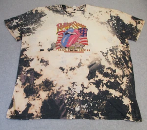 Vintage Rolling Stones Concert T-Shirt 1989 Steel Wheels Tour Bleach Dye 2XL - Picture 1 of 10