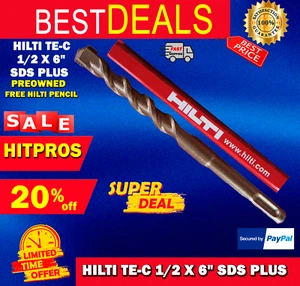 HILTI TE-C 1/2 x 6", SDS PLUS, PREOWNED,FREE HILTI PENCIL,L@@K, FAST SHIPPING - Picture 1 of 12