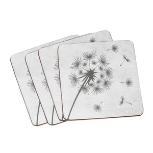 Juego de 4 bebidas posavasadas gris floral dientes de león 10 cm mesa de corcho tapetes - Imagen 1 de 2