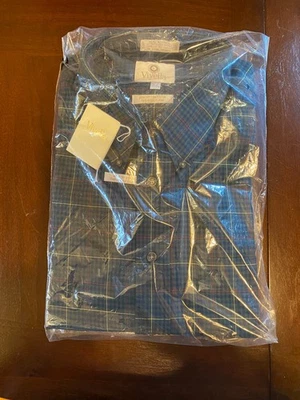 Viyella Men's Cotton/Wool Flannel Button Shirt Navy/Green Check • XL - Image 1 of 4