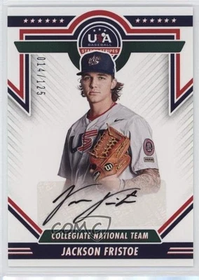 2022 Panini USA Baseball Stars & Stripes Black Ink /125 Jackson Fristoe Auto - Image 1 of 2