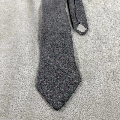 Vintage Christian Dior Monsieur Tie Men’s Gray Silk Geometric Classic 90s - Image 1 of 4