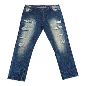 Jeans vintage Southpole uomo 42x32 Y2K strappato effetto invecchiato lavaggio acido blu denim - Foto 1 di 20
