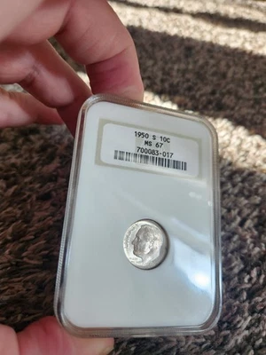 1950 S Roosevelt Dime - NGC MS67 - Old Fatty Holder - Image 1 of 4