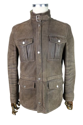 £1955 HUGO BOSS SPANISH SHEARLING CAR COAT SHEEPSKIN 38 48 SMALL FUR LEATHER - Image 1 of 4