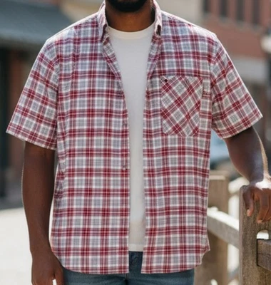 Timberland PRO Cuadros Abotonados Manga Corta Para Hombre Talla XXL Rojo Blanco Cuello Foto 1 de 3