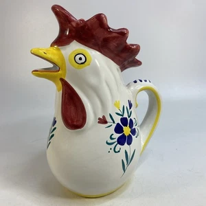 Brocca brocca gallo Shafford vintage dipinta a mano Italia casale floreale 10 in - Foto 1 di 10