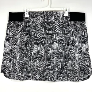 Reel Legends Womens 1X Active Wear Skort Black White Tropical Leaf Print Pockets - Picture 1 of 7