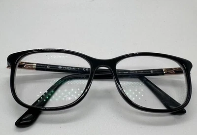 Vogue Womens Eyeglass Frames For Prescription Lenses Black Gold Tone Logo - Image 1 of 4