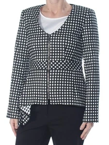 NANETTE LEPORE Womens Black Darted Check Wear To Work Blazer Jacket 2 - Picture 1 of 6