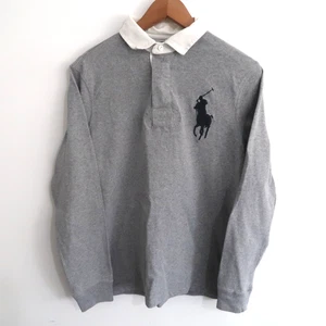 Ralph Lauren Rugby Polo Shirt Mens Medium Grey Long Sleeve - Picture 1 of 10