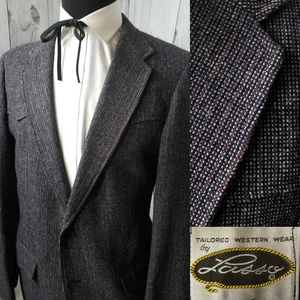 Blazer de tweed vintage Lazo para hombre Western Yugo 44R azul abrigo deportivo chaqueta Rockabily - Imagen 1 de 20