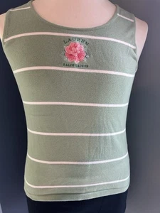 Vintage Ralph Lauren M Apfelgrün Strick Tank Baumwollmischung Ärmellos Bestickt - Bild 1 von 6