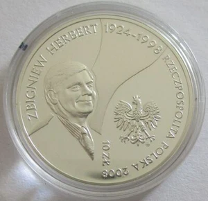 Polen 10 Zlotych 2008 Zbigniew Herbert Silber - Bild 1 von 2