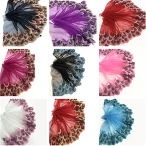 Peacock Feather Embroidery Lace Trims Ribbon Tulle Fabric Sewing Wedding Dress - Picture 1 of 21