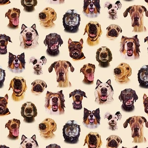 Elizabeth's Studio Follow Your Nose by Lucia Heffeman 41003 Cream Dog FaceCotton - Picture 1 of 1